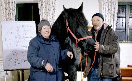 Karin und Gerhard Krebs f�r die Pressefotografin B�rbel Schmidt mit Durk van de Weeme im Seminarraum